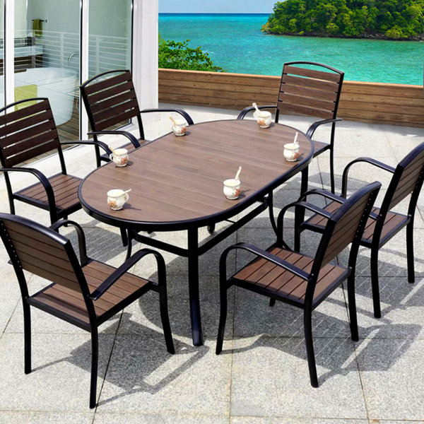 Wildon Home® Busselton Oval 6 Person Outdoor Dining Set Wayfair